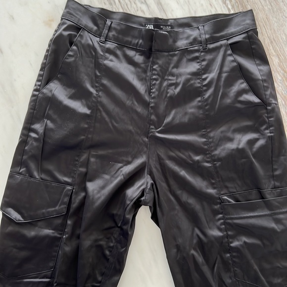 ZARA stylish SILKY BLACK CARGO PANTS - Trousers - Picture 5 of 8